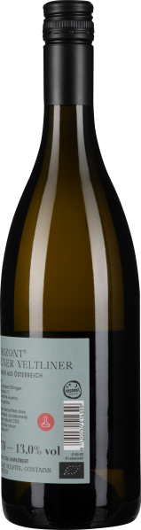 Braune Weinflasche mit schwarzem Schraubverschluss und blauem Etikett.