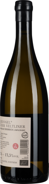 Braunflasche mit hellem Etikett und schwarzem Verschluss.