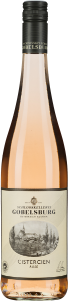 Roséweinflasche mit schwarzem Schraubverschluss und klassisch gestaltetem Etikett.