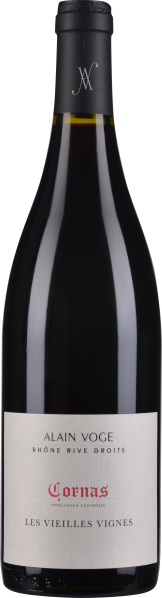 Flasche mit elegantem, dunklem Glas und schlichtem, hellen Etikett; schwarzer Verschluss mit silbernem Emblem.