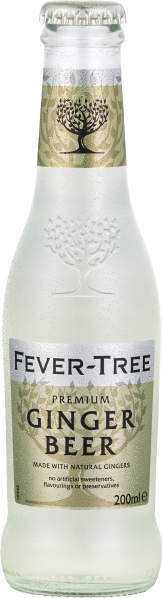 Die Abbildung zeigt eine klar durchsichtige Glasflasche mit einem matten Finish. Das Etikett ist in Gold- und Silbertönen gehalten und zeigt ein stilisiertes Baum-Design. Die Flasche enthält 200 ml und ist von leichten Wassertröpfchen bedeckt, was auf Küh