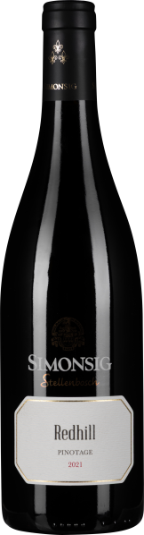 Eine dunkelglasige Weinflasche mit einer eleganten, mattschwarzen Kapsel. Das Etikett ist schlicht, mit einer Kombination aus Weißtönen und goldenen Akzenten.