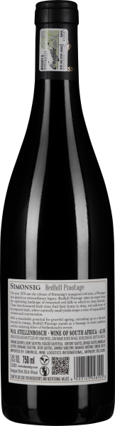 Schlanke Weinflasche, dunkles Glas, helles Etikett, elegantes Design.