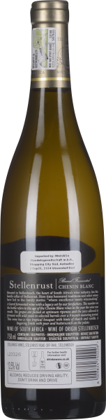 Braune Glasflasche mit goldenem Etikett, weißer Text auf schwarzem Hintergrund.