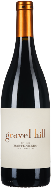 Dunkle Weinflasche mit bronzefarbener Kapsel, schlichtem cremefarbenem Etikett und elegantem Schriftzug.