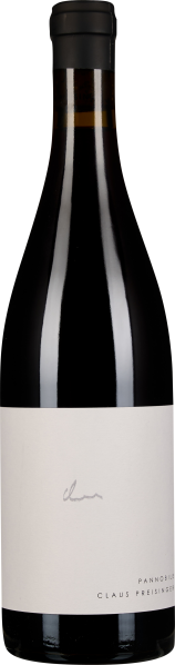 Das Bild zeigt eine elegante Weinflasche mit einem minimalistischen, hellen Etikett. Die Flasche ist dunkel und schlank mit einem schwarzen Verschluss. Auf dem Etikett befindet sich eine dezente Schrift.