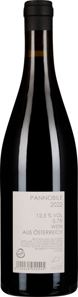 Dunkle Weinflasche mit schwarzem Verschluss und schlichtem Etikett.