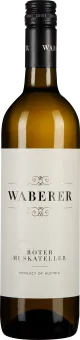 Braune Weinflasche mit Schraubverschluss und elegantem, cremefarbenem Etikett, verziert mit goldenen Details.