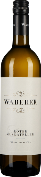 Braune Weinflasche mit Schraubverschluss und elegantem, cremefarbenem Etikett, verziert mit goldenen Details.