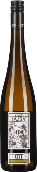 Braunglasflasche mit schwarzem Schraubverschluss. Etikett mit stilisiertem Weinblatt- und Traubenmotiv in Schwarz-Weiß, abgerundet durch dezente Farbdetails.