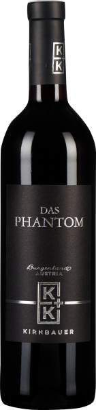 Flasche mit schwarzem Etikett und silberner Schrift, schlanker Hals, tiefrote Weinfarbe sichtbar.