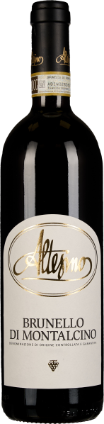 Dunkle Weinflasche mit eleganter, cremefarbener Etikette und goldener Verzierung; Aufschrift stilvoll gestaltet, schwarzer Flaschenhals mit goldenem Akzent.