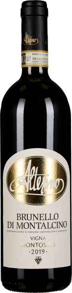 Flasche mit dunklem, elegantem Etikett und goldenen Akzenten; modern gestaltetes Logo im Zentrum.