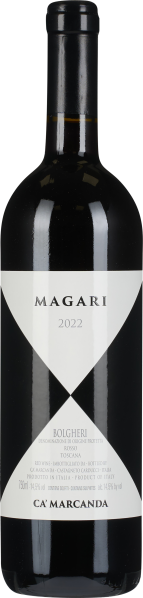 Weinflasche mit elegantem, modernem Etikett in Schwarz-Weiß-Tönen, spitz zulaufendes geometrisches Design auf der Vorderseite.