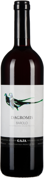 Dunkle Weinflasche, weißes Etikett mit stilisierter Vogeldarstellung, eleganter Schriftzug.