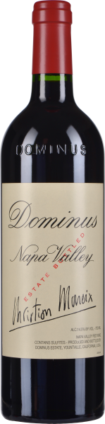 Dunkle Weinflasche mit rotem Kapselverschluss, cremefarbenem Etikett und elegantem Schriftschriftzug.