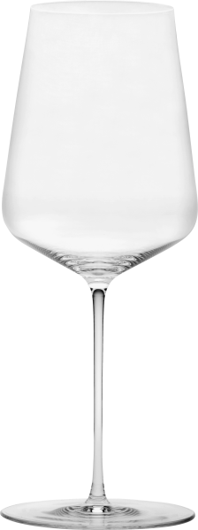 Hohes, elegantes Weinglas mit schmalem Stiel und großzügiger, leicht konischer Kelchform.