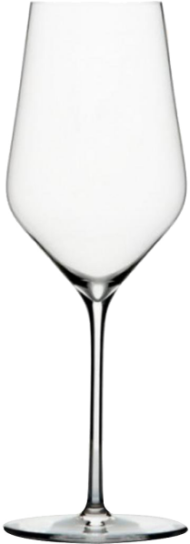 Elegantes, hohes Weinglas mit klarem, leicht geschwungenem Kelch sowie langem, schlankem Stiel und flacher Basis.