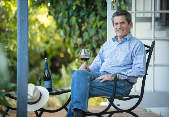 Thelema Owner Founder Gyles Webb enjoying Thelema Shiraz