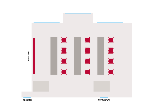Klassenzimmer fuer 12 Personen