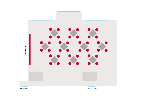 Stehtische fuer 40 Personen