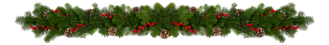 Grüner Weihnachtsgirlande mit roten Beeren und Tannenzapfen.