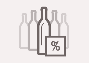 Illustration von Weinflaschen mit einem Prozentzeichen im Vordergrund.