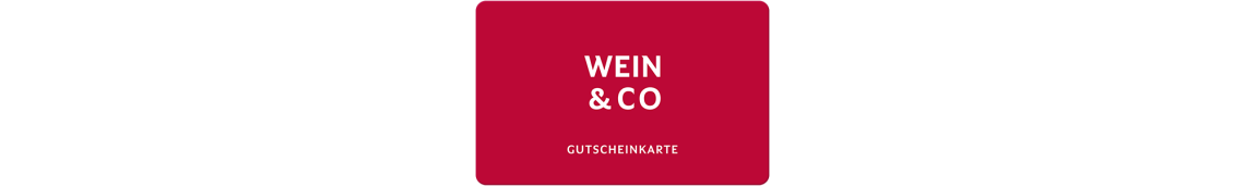 Rote Geschenkkarte mit weißem Text und schlichtem Design.